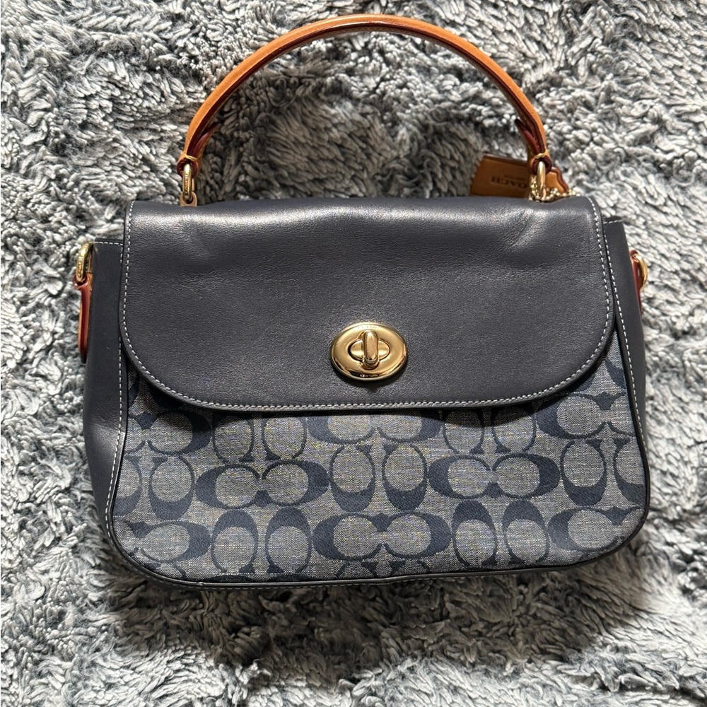 Coach Navy and Brown Shoulder Bag
